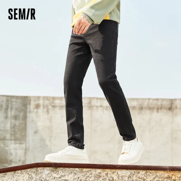SEMIR Jeans Men Solid Retro Hong Kong Style Slim Feet Man New Washed Demin Pants Trend Ins - Image 2