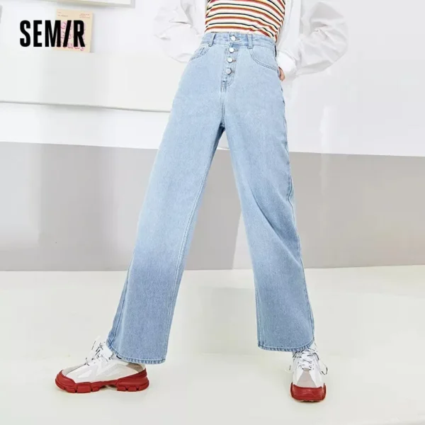 SEMIR Jeans denim Women Cotton Wide Leg Pants High Waist Slim New Loose Ladies Trousers Ins Tide Spring Casual Pants - Image 5