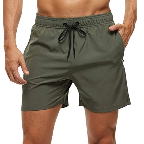 Fashion Beach Shorts Elastic Closure Men's Swim Trunks Quick Dry Beach Shorts With Zipper Pockets - Image 2
