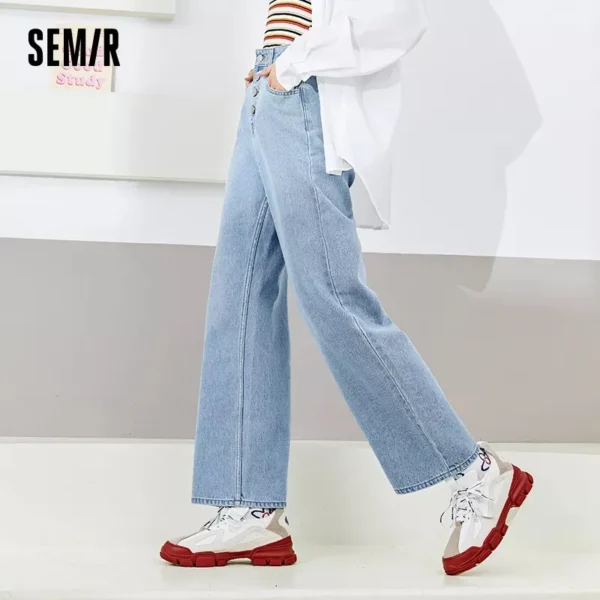SEMIR Jeans denim Women Cotton Wide Leg Pants High Waist Slim New Loose Ladies Trousers Ins Tide Spring Casual Pants - Image 3