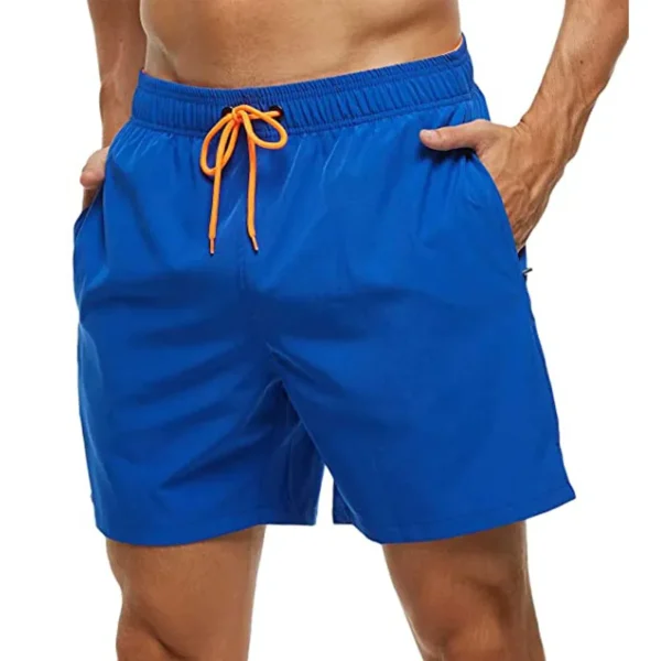 Fashion Beach Shorts Elastic Closure Men's Swim Trunks Quick Dry Beach Shorts With Zipper Pockets - Image 12