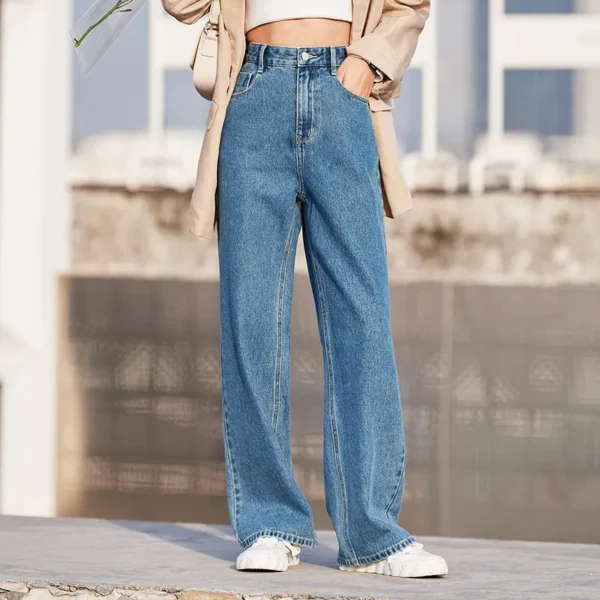SEMIR Jeans denim Women Cotton Wide Leg Pants High Waist Slim New Loose Ladies Trousers Ins Tide Spring Casual Pants - Image 2