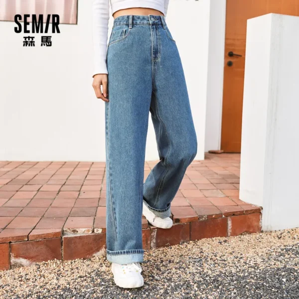 SEMIR Jeans denim Women Cotton Wide Leg Pants High Waist Slim New Loose Ladies Trousers Ins Tide Spring Casual Pants