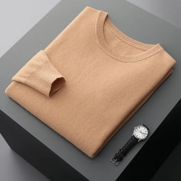 Zocept 100% Merino Wool Sweater Men's Round Neck Thickened Tops Autumn Winter New Soft Warm Casual Solid Color Knitted Pullover - Image 11