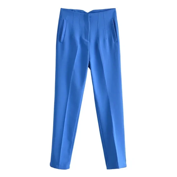 KONDALA Women Light Blue Chic Fashion Office Wear Straight Pants Vintage High Waist Zipper Fly Female Trousers Fashion 2023 - Image 9
