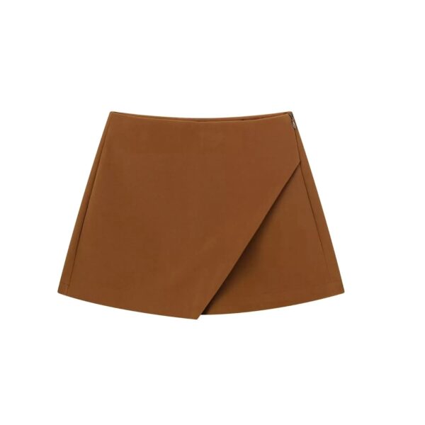 KONDALA Women Fashion 2023 Casual Mini Asymmetrical Skirts Shorts High Waist Back Pockets Wide Leg Skirts Zipper Female Shorts - Image 12