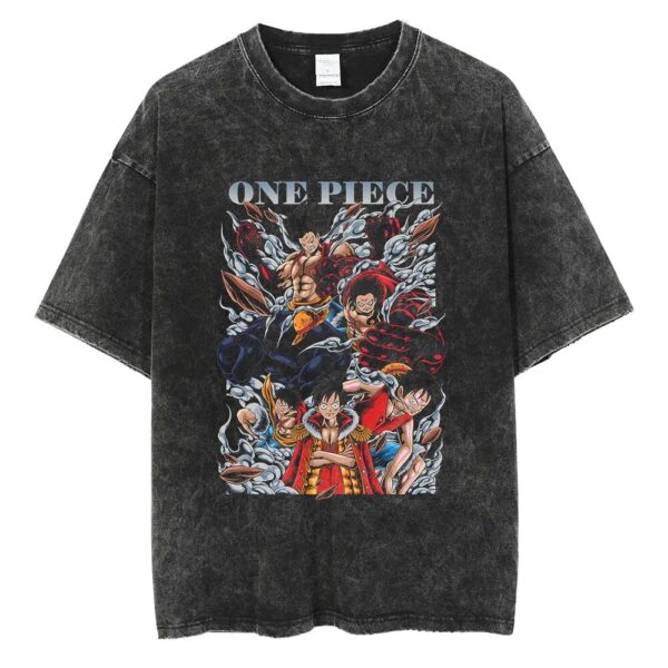 Men Washed T Shirt Streetwear Anime ONE PIECE Graphic Print T-Shirt Unisex Vintage Anime Tops Cotton Summer Short Sleeve Tshirt - Image 11