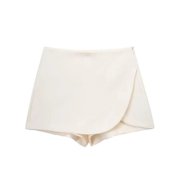 KONDALA Women Fashion 2023 Casual Mini Asymmetrical Skirts Shorts High Waist Back Pockets Wide Leg Skirts Zipper Female Shorts - Image 16