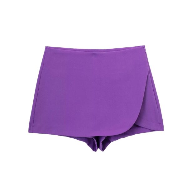 KONDALA Women Fashion 2023 Casual Mini Asymmetrical Skirts Shorts High Waist Back Pockets Wide Leg Skirts Zipper Female Shorts - Image 18