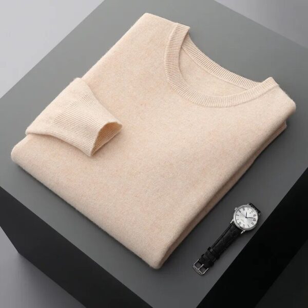 Zocept 100% Merino Wool Sweater Men's Round Neck Thickened Tops Autumn Winter New Soft Warm Casual Solid Color Knitted Pullover - Image 9