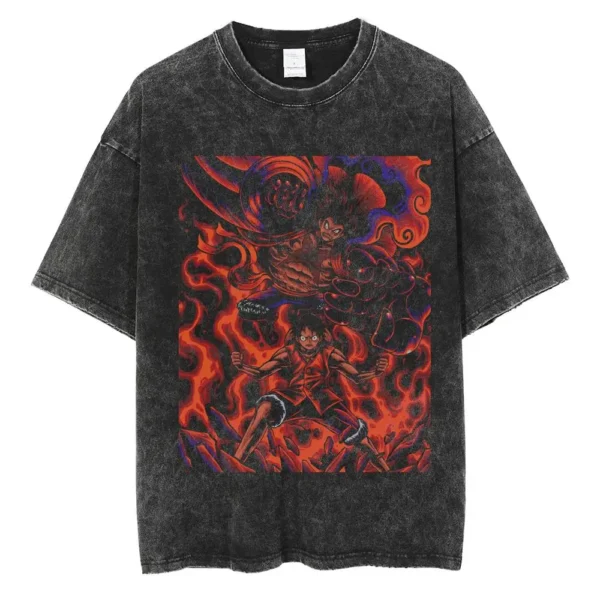 Men Washed T Shirt Streetwear Anime ONE PIECE Graphic Print T-Shirt Unisex Vintage Anime Tops Cotton Summer Short Sleeve Tshirt - Image 33