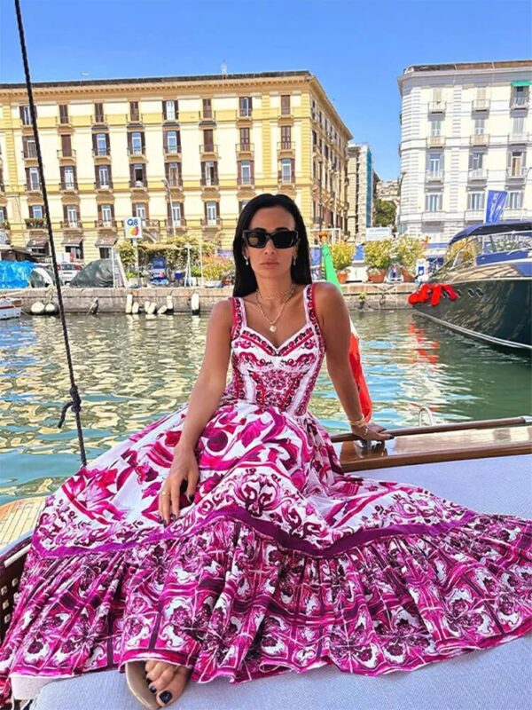 Floral A Line Holiday Dress Women Fsahion High Waist Puff Hem Maxi Vestidos 2023 Fashion Banquet Prom Formal Dresses Lady - Image 3