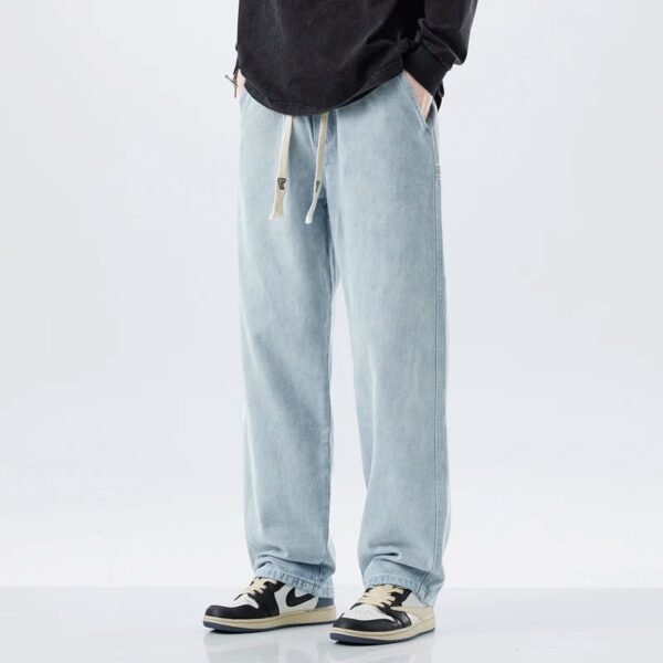 HIQOR 2023 New Jeans for Men Autumn Straight Baggy Pants Cotton Black Wide Leg Jeans Vintage Y2k Jean Men's Trousers Streetwear - Image 9