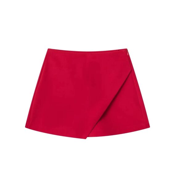 KONDALA Women Fashion 2023 Casual Mini Asymmetrical Skirts Shorts High Waist Back Pockets Wide Leg Skirts Zipper Female Shorts - Image 13