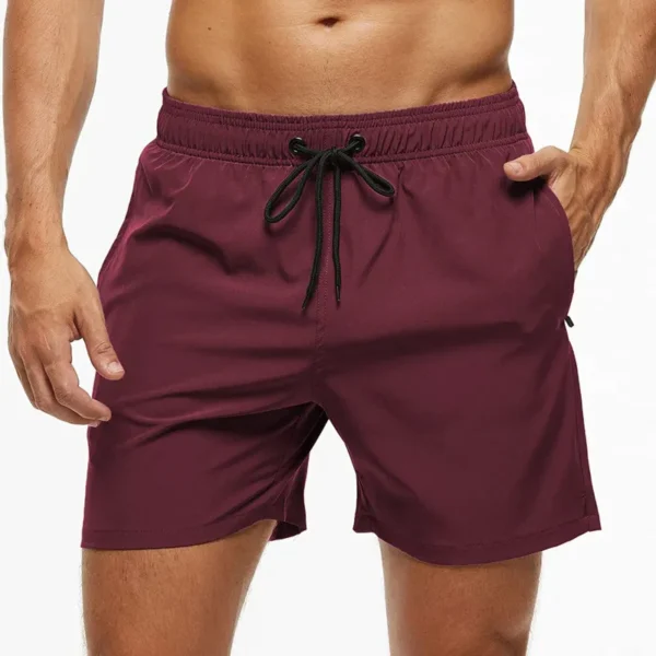 Fashion Beach Shorts Elastic Closure Men's Swim Trunks Quick Dry Beach Shorts With Zipper Pockets
