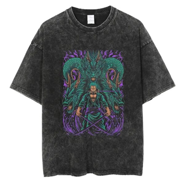 Men Washed T Shirt Streetwear Anime ONE PIECE Graphic Print T-Shirt Unisex Vintage Anime Tops Cotton Summer Short Sleeve Tshirt - Image 29