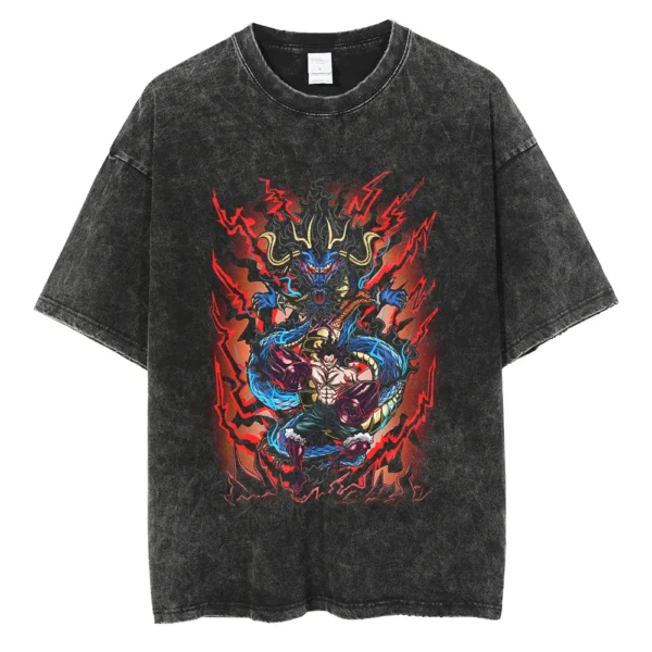 Men Washed T Shirt Streetwear Anime ONE PIECE Graphic Print T-Shirt Unisex Vintage Anime Tops Cotton Summer Short Sleeve Tshirt - Image 10