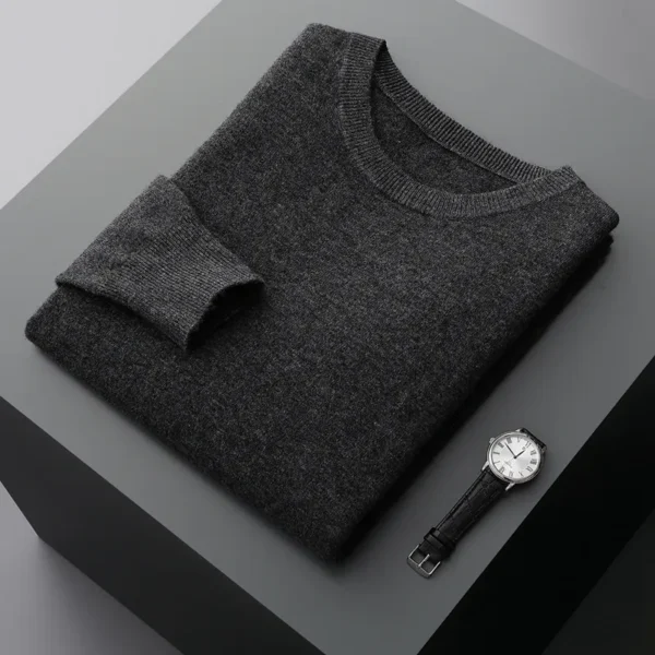 Zocept 100% Merino Wool Sweater Men's Round Neck Thickened Tops Autumn Winter New Soft Warm Casual Solid Color Knitted Pullover - Image 12