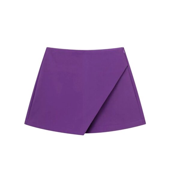 KONDALA Women Fashion 2023 Casual Mini Asymmetrical Skirts Shorts High Waist Back Pockets Wide Leg Skirts Zipper Female Shorts - Image 15