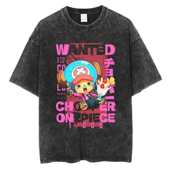 Men Washed T Shirt Streetwear Anime ONE PIECE Graphic Print T-Shirt Unisex Vintage Anime Tops Cotton Summer Short Sleeve Tshirt - Image 28