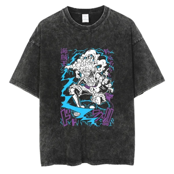 Men Washed T Shirt Streetwear Anime ONE PIECE Graphic Print T-Shirt Unisex Vintage Anime Tops Cotton Summer Short Sleeve Tshirt - Image 16