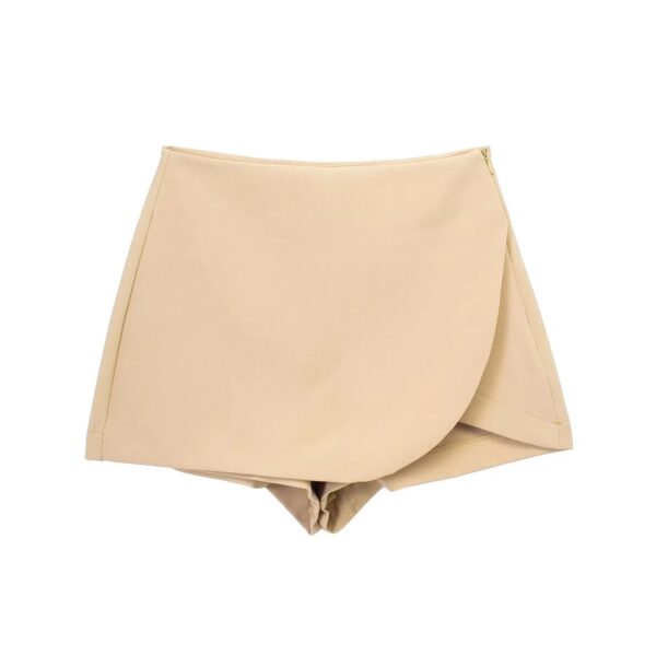 KONDALA Women Fashion 2023 Casual Mini Asymmetrical Skirts Shorts High Waist Back Pockets Wide Leg Skirts Zipper Female Shorts - Image 7