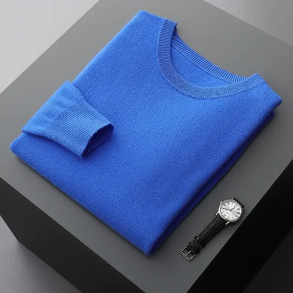 Zocept 100% Merino Wool Sweater Men's Round Neck Thickened Tops Autumn Winter New Soft Warm Casual Solid Color Knitted Pullover - Image 10