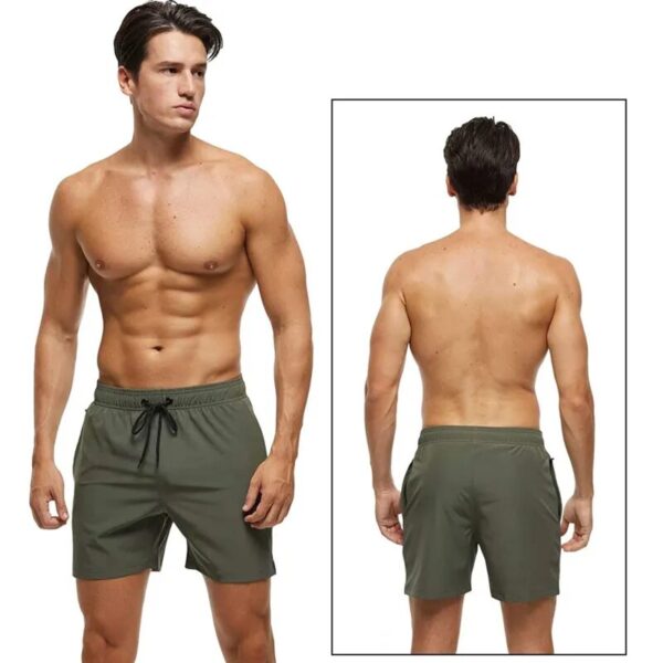 Fashion Beach Shorts Elastic Closure Men's Swim Trunks Quick Dry Beach Shorts With Zipper Pockets - Image 3