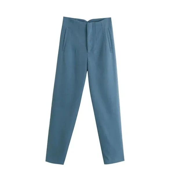 KONDALA Women Light Blue Chic Fashion Office Wear Straight Pants Vintage High Waist Zipper Fly Female Trousers Fashion 2023 - Image 28