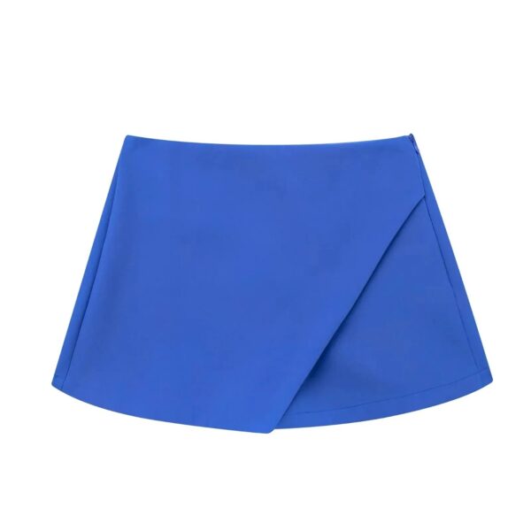 KONDALA Women Fashion 2023 Casual Mini Asymmetrical Skirts Shorts High Waist Back Pockets Wide Leg Skirts Zipper Female Shorts - Image 9