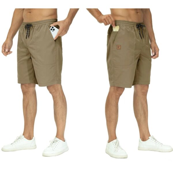 Summer Men's Solid Shorts Lightweight Breathable Quick Dry Athletic Pants With 5 Pockets High Quality Elastic Waist Beach Shorts - Image 4