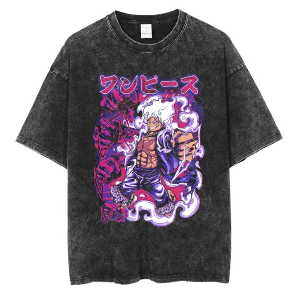 Men Washed T Shirt Streetwear Anime ONE PIECE Graphic Print T-Shirt Unisex Vintage Anime Tops Cotton Summer Short Sleeve Tshirt - Image 20