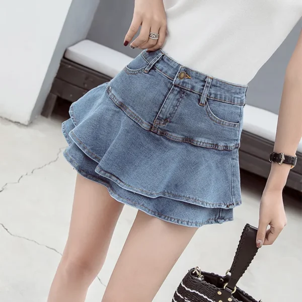 Vintage Denim Mini Skirts Women Summer Sexy Solid Colour Ball Gown Skirts Jeans Female Casual Pocket Slim A-line Mini Skirts - Image 7