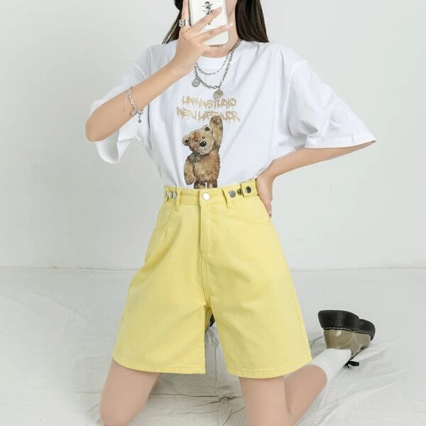 ZOENOVA Belted Shorts Jeans Women Baggy Y2K Fashion Straight Vintage Streetwear Denim 2022 Summer Loose Femme Denim Short Pants - Image 5