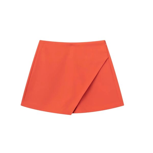 KONDALA Women Fashion 2023 Casual Mini Asymmetrical Skirts Shorts High Waist Back Pockets Wide Leg Skirts Zipper Female Shorts - Image 23