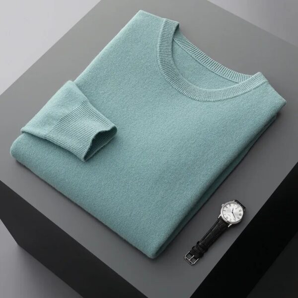 Zocept 100% Merino Wool Sweater Men's Round Neck Thickened Tops Autumn Winter New Soft Warm Casual Solid Color Knitted Pullover - Image 15