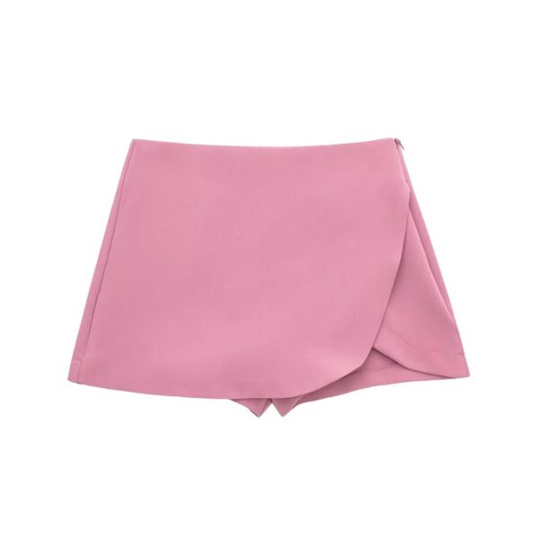 KONDALA Women Fashion 2023 Casual Mini Asymmetrical Skirts Shorts High Waist Back Pockets Wide Leg Skirts Zipper Female Shorts - Image 19