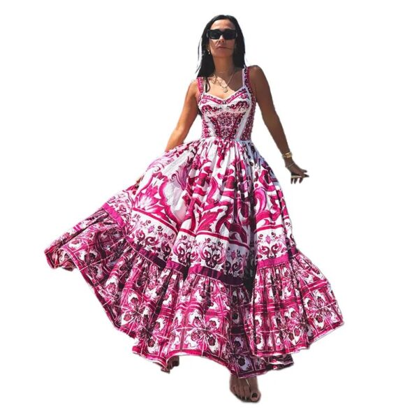 Floral A Line Holiday Dress Women Fsahion High Waist Puff Hem Maxi Vestidos 2023 Fashion Banquet Prom Formal Dresses Lady - Image 7