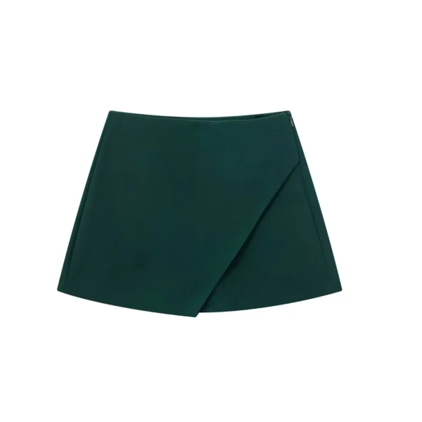 KONDALA Women Fashion 2023 Casual Mini Asymmetrical Skirts Shorts High Waist Back Pockets Wide Leg Skirts Zipper Female Shorts - Image 17