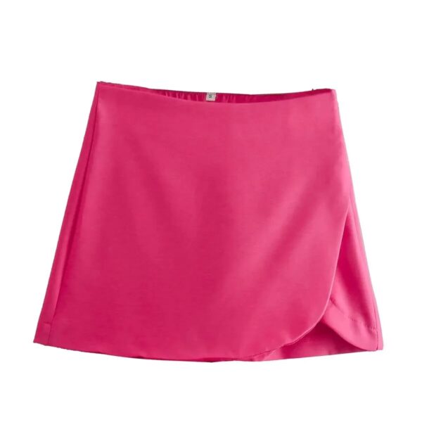 KONDALA Women Fashion 2023 Casual Mini Asymmetrical Skirts Shorts High Waist Back Pockets Wide Leg Skirts Zipper Female Shorts - Image 25