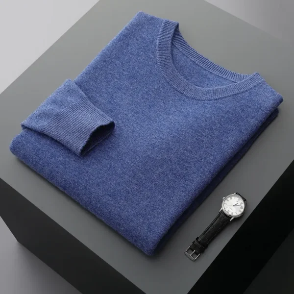 Zocept 100% Merino Wool Sweater Men's Round Neck Thickened Tops Autumn Winter New Soft Warm Casual Solid Color Knitted Pullover - Image 7