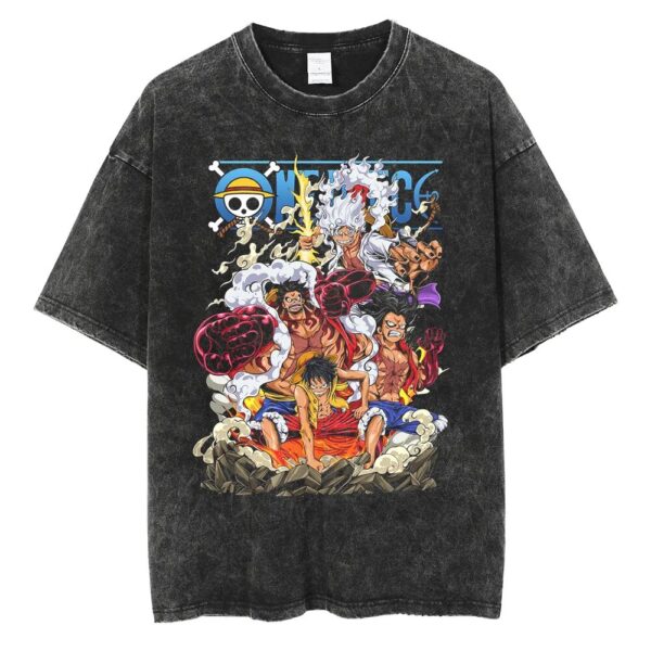 Men Washed T Shirt Streetwear Anime ONE PIECE Graphic Print T-Shirt Unisex Vintage Anime Tops Cotton Summer Short Sleeve Tshirt - Image 19