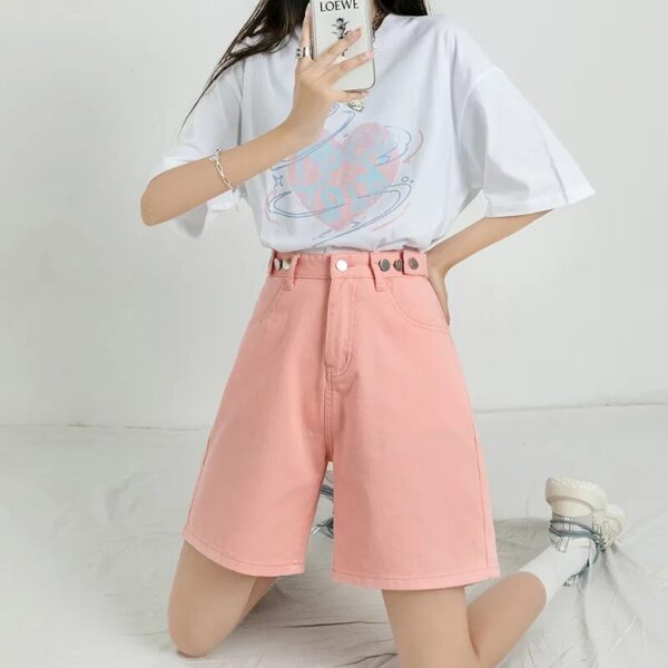 ZOENOVA Belted Shorts Jeans Women Baggy Y2K Fashion Straight Vintage Streetwear Denim 2022 Summer Loose Femme Denim Short Pants - Image 6