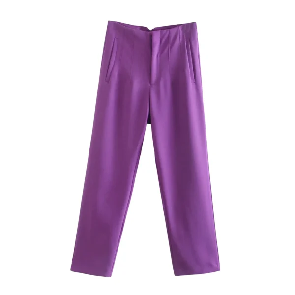 KONDALA Women Light Blue Chic Fashion Office Wear Straight Pants Vintage High Waist Zipper Fly Female Trousers Fashion 2023 - Image 21