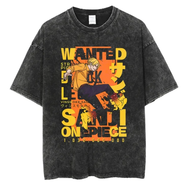 Men Washed T Shirt Streetwear Anime ONE PIECE Graphic Print T-Shirt Unisex Vintage Anime Tops Cotton Summer Short Sleeve Tshirt - Image 24