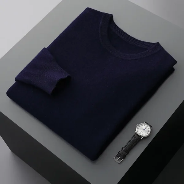 Zocept 100% Merino Wool Sweater Men's Round Neck Thickened Tops Autumn Winter New Soft Warm Casual Solid Color Knitted Pullover - Image 17