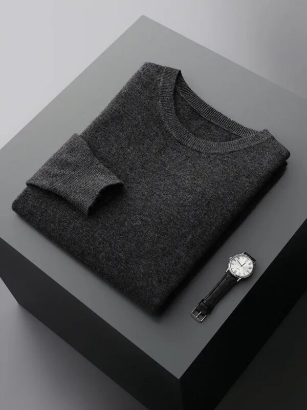 Zocept 100% Merino Wool Sweater Men's Round Neck Thickened Tops Autumn Winter New Soft Warm Casual Solid Color Knitted Pullover - Image 6