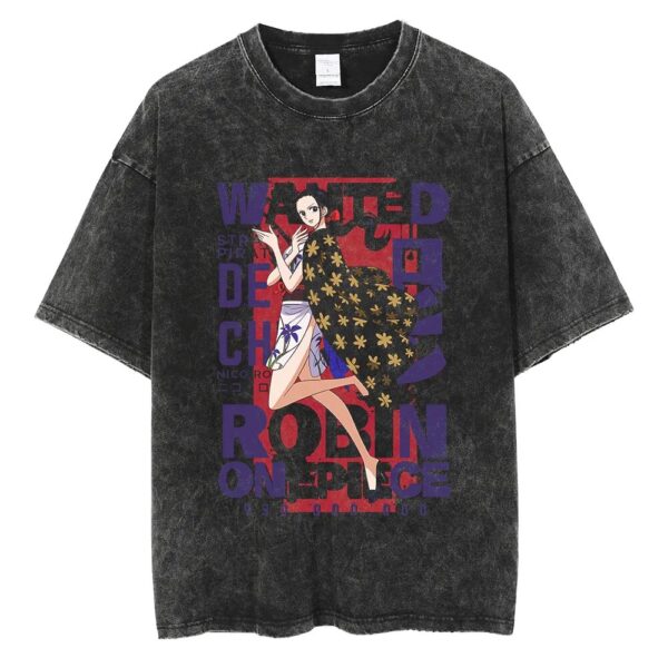 Men Washed T Shirt Streetwear Anime ONE PIECE Graphic Print T-Shirt Unisex Vintage Anime Tops Cotton Summer Short Sleeve Tshirt - Image 21