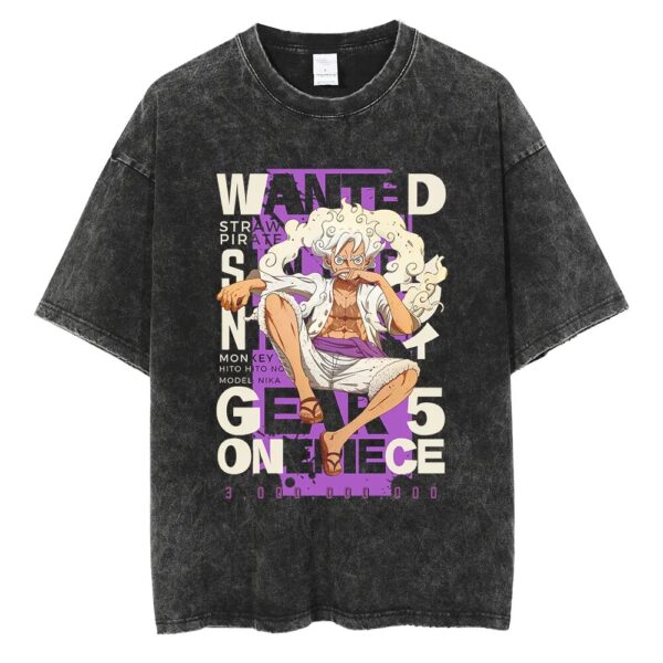 Men Washed T Shirt Streetwear Anime ONE PIECE Graphic Print T-Shirt Unisex Vintage Anime Tops Cotton Summer Short Sleeve Tshirt - Image 23