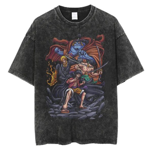 Men Washed T Shirt Streetwear Anime ONE PIECE Graphic Print T-Shirt Unisex Vintage Anime Tops Cotton Summer Short Sleeve Tshirt - Image 32